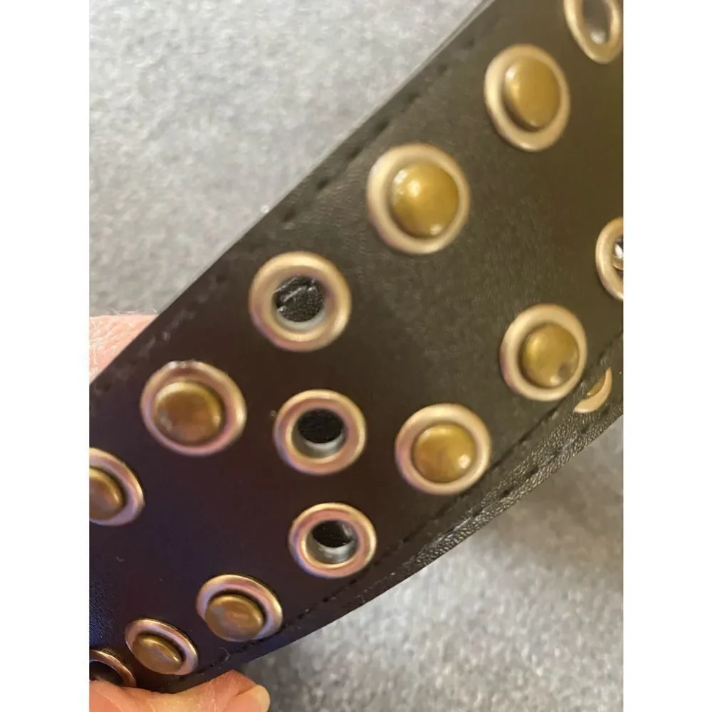 Vintage Faux Leather Brass Studded Belt